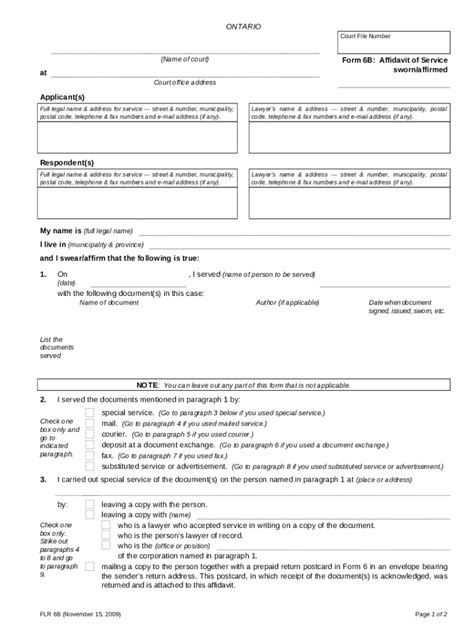 form 6b affidavit of service