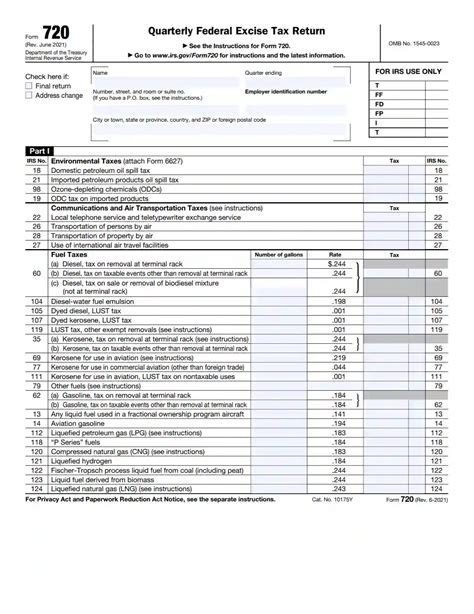 Form 720 Quarterly Federal Excise Tax Return