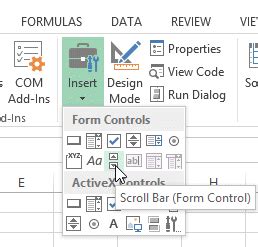Form Control Scrollbar In Excel