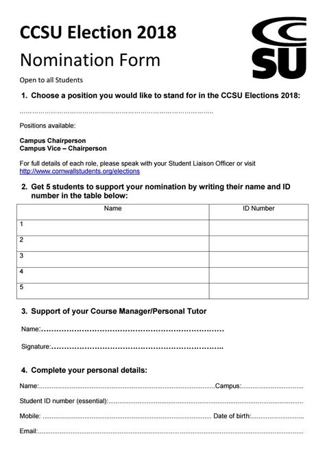 form for s election