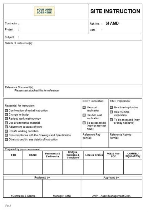 Form Site Instruction
