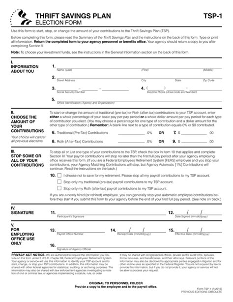 form tsp-1 election form