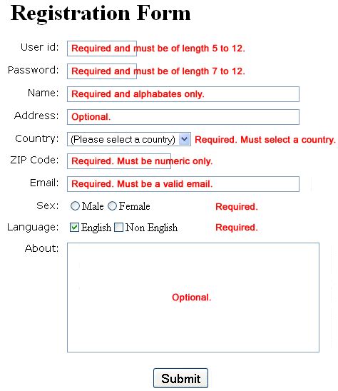 form validation examples in javascript