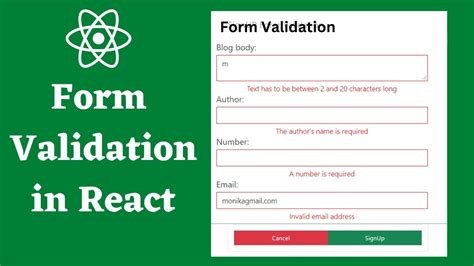 form validation in react js code