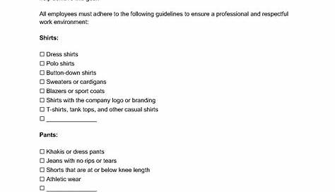 Formal Dress Code Policy For Employees Free Employee PDF & Word Legal
