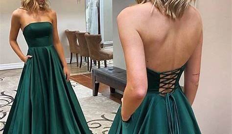 Formal Gown Dark Green Dress Vera Emerald Satin Lace Up Prom Silk