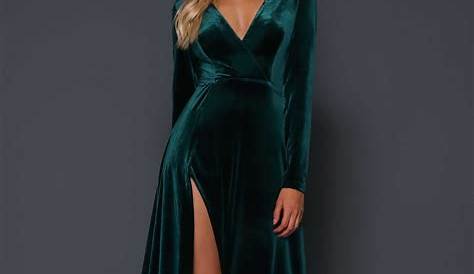 Formal Gown Green Velvet Long Dress Black Evening With Sequined 3 4
