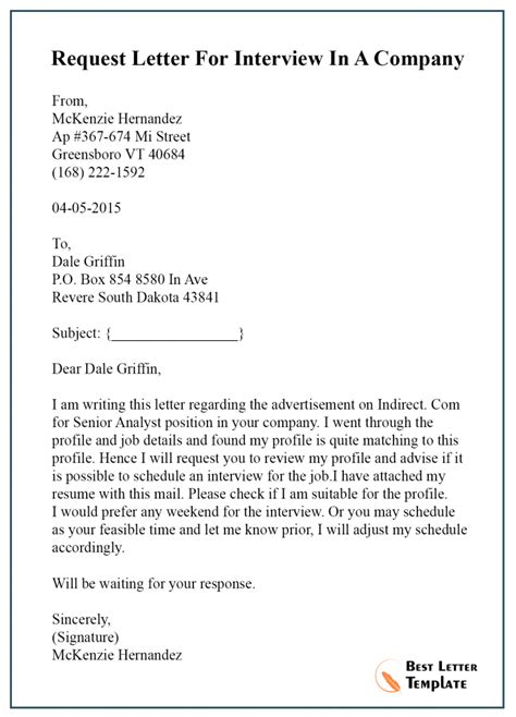 FREE 9+ Sample Formal Interview Letter Templates in MS Word PDF