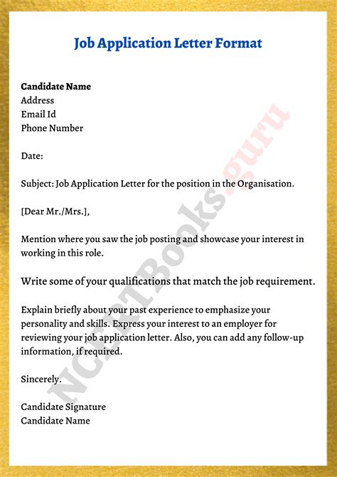 Job Application Letter Format and Writing Tips