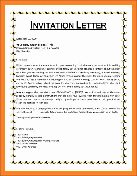 Business Invitation Formal Letter Format Sample Templates