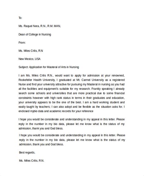 formal application letter for college