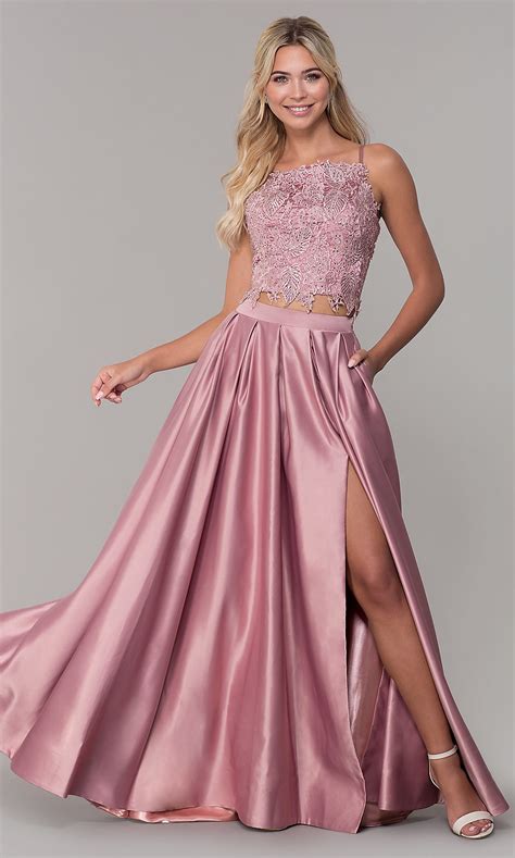 SquareNeck TwoPiece Long Prom Dress PromGirl