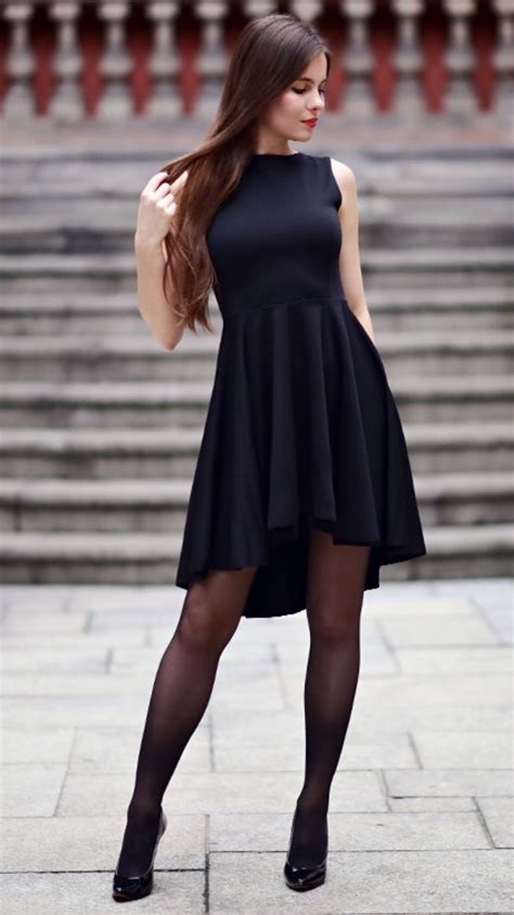 formal dress with black stockings