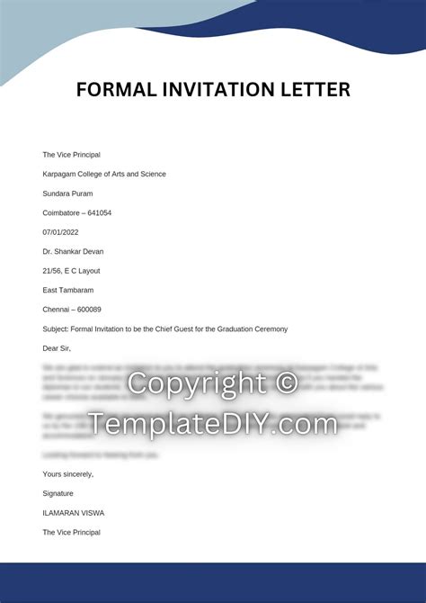 Formal Invitation Letter Sample For Seminar Templates at