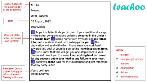 formal letter writing in english to friend for class 10