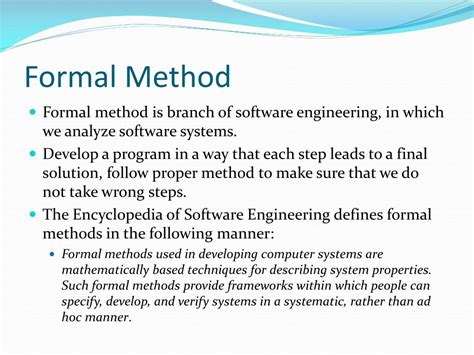 formal methods in software engineering ppt