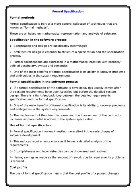formal specification method in software engineering