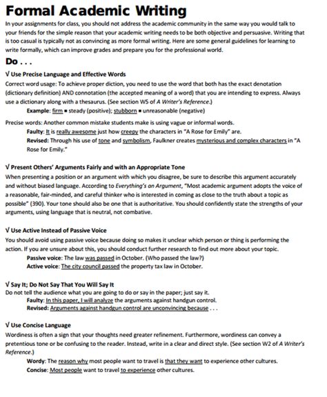 formality in academic writing examples pdf