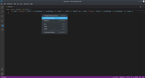 format json in visual studio code mac