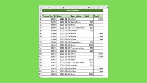 Format Of General Ledger In Excel
