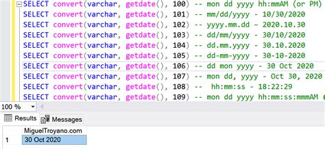SQL CONVERT date formats and functions