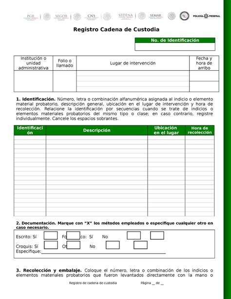 formato de cadena de custodia digital