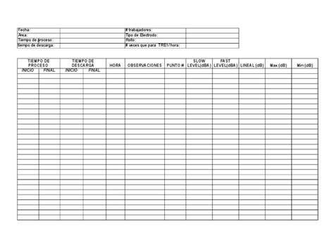 formato toma de tiempos excel