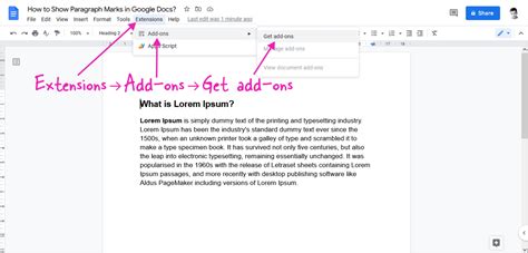 formatting marks in google docs