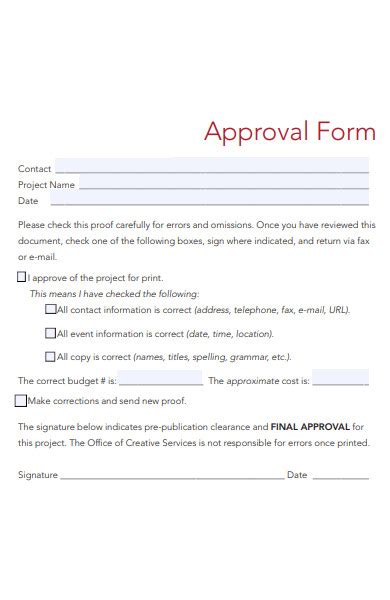 Forms Approval