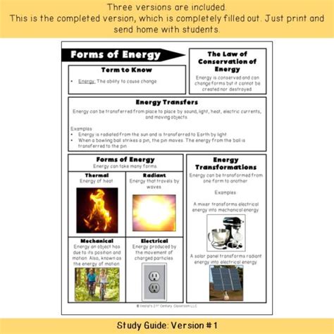 Forms Of Energy Study Guide