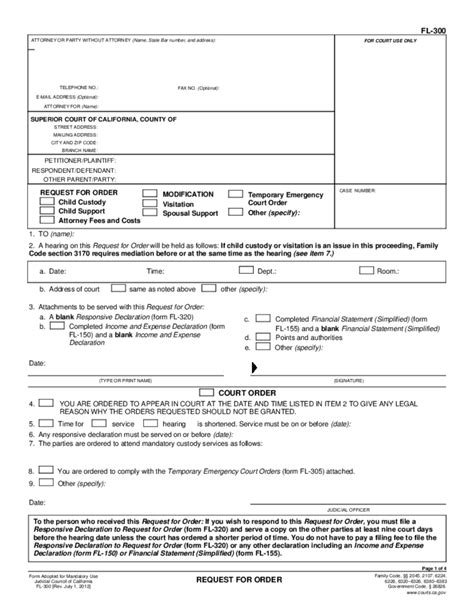 forms to file for child custody california