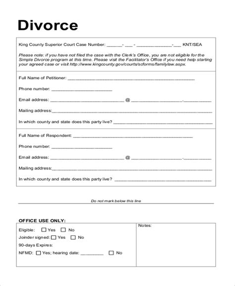 forms to file for divorce