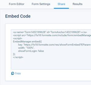 Formsite Embed Code