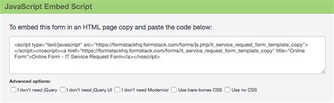 Formstack Javascript Embed