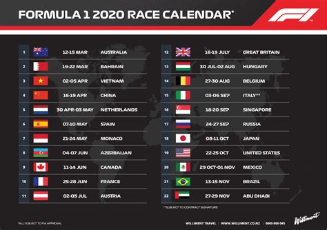 Formula 1 2020 Race Calendar by Williment Travel Flipsnack