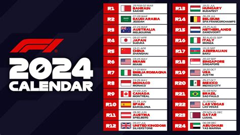 formula 1 race schedule by country