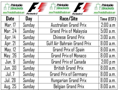 formula 1 racing 2019 printable tv schedule