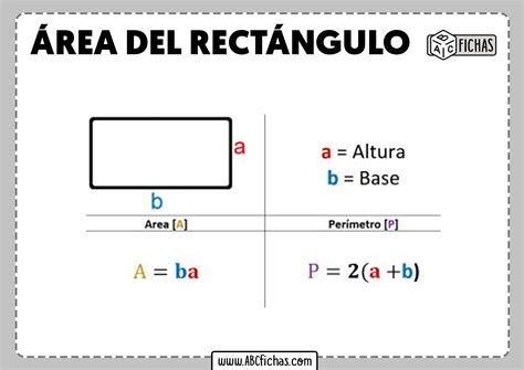 Formula area del rectangulo ABC Fichas