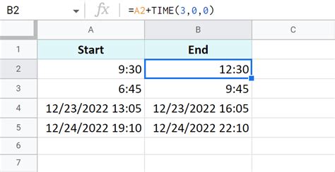 formula for adding time in google sheets