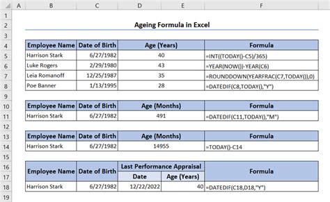 Ageing Formula in Excel