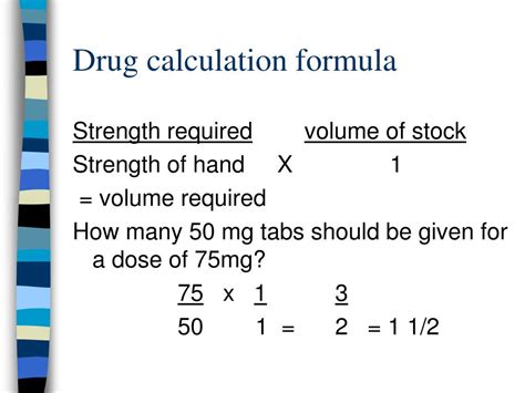 formula for computation of dosage