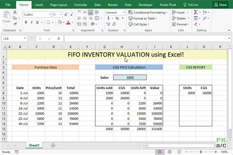 Formula For Fifo Calculation In Excel