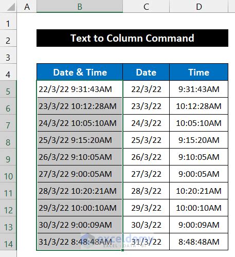 formula for separating date and time in excel