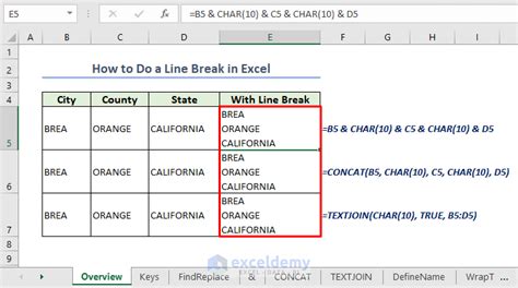 Formula Line Break Excel