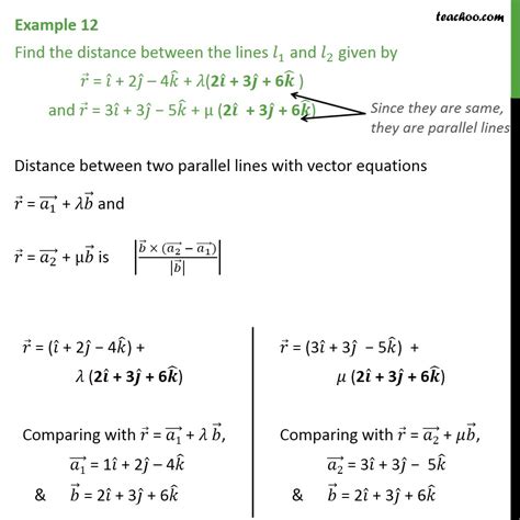 formula of shortest distance between two lines class 12