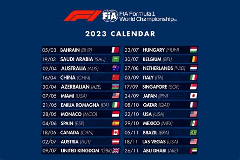 formula one schedule 2023 teams