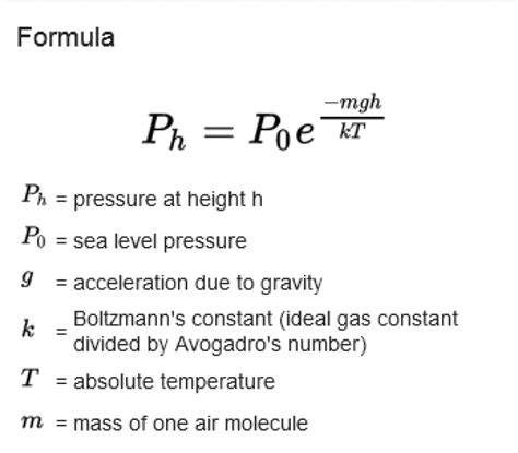 formula to calculate atmospheric pressure