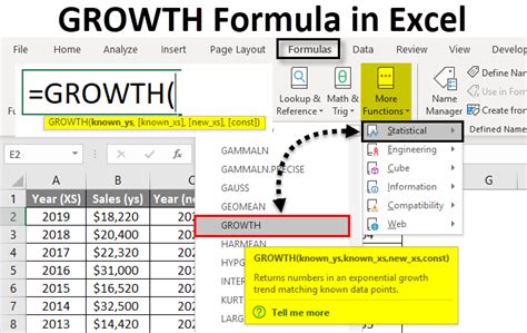 formula to calculate growth excel