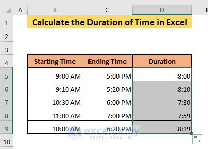 formula to calculate length of time in excel
