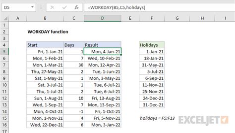 formula to calculate only working days in excel